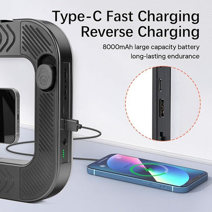 Smartphone Video Rig with Light, Handheld LED Ring Light Selfie Light Phone Video Stabilizer, Built-in Battery for Camera, Smartphone, Action Camera, YouTube, TikTok, Vlogging, Makeup