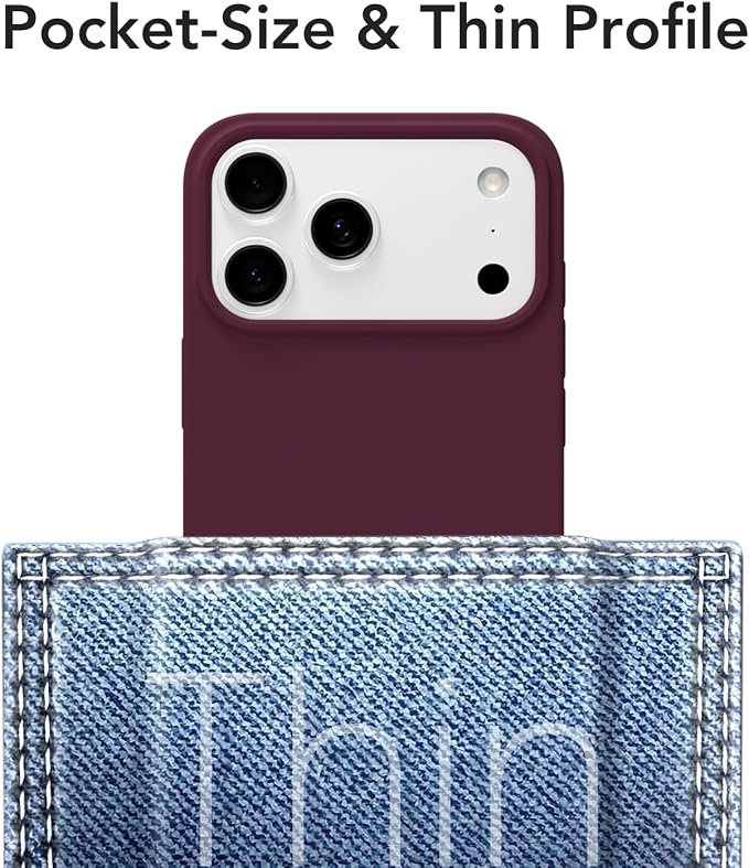 for iPhone 17 Pro Max Case Silicone Compatible with Magsafe Case, Ultra Slim Thin Magnetic Phone Cases Mag Safe, Cute Soft Rubber Gel Matte Wireless Charging Cover for Women, Burgundy Maroon