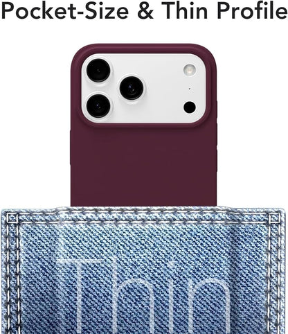 for iPhone 17 Pro Case Silicone Compatible with Magsafe Case, Ultra Slim Thin Magnetic Phone Cases Mag Safe, Cute Soft Rubber Gel Matte Plain Wireless Charging Cover for Women, Burgundy Maroon
