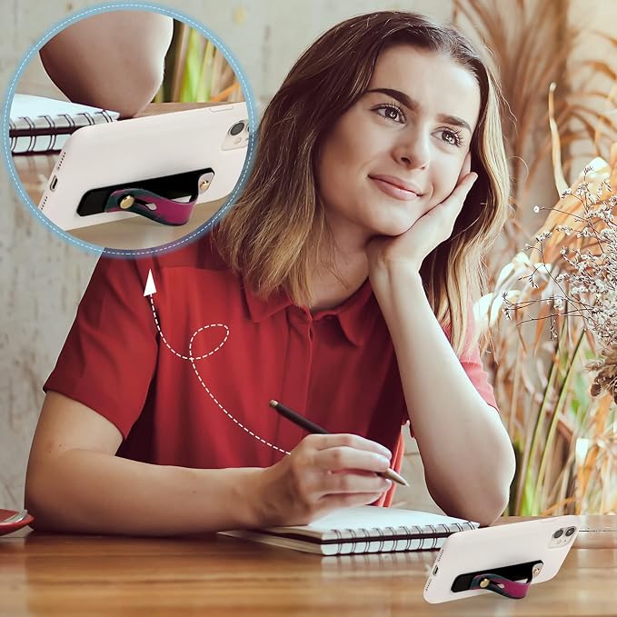 Weewooday 6 Pieces Phone Grip Holder Cell Phone Grip Strap Telescopic Finger Strap Stand Universal Finger Kickstand for Most Smartphones(Dreamy Colors)