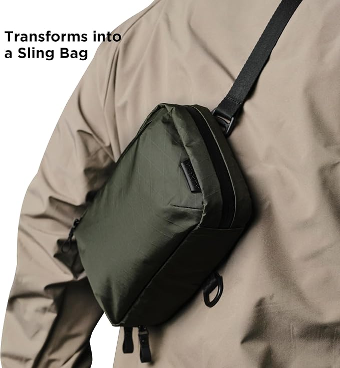 ALPAKA Elements Tech Case Tech Pouch 2.1L Cable Bag Green X-Pac VX21 | Weatherproof Fabric, YKK Aquaguard Zipper, Detachable Shoulder Strap, Ideal for Electronics & Accessories, Daily Work Travel