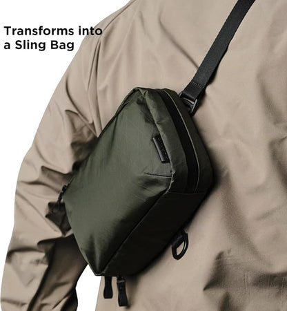 ALPAKA Elements Tech Case Tech Pouch 2.1L Cable Bag Green X-Pac VX21 | Weatherproof Fabric, YKK Aquaguard Zipper, Detachable Shoulder Strap, Ideal for Electronics & Accessories, Daily Work Travel