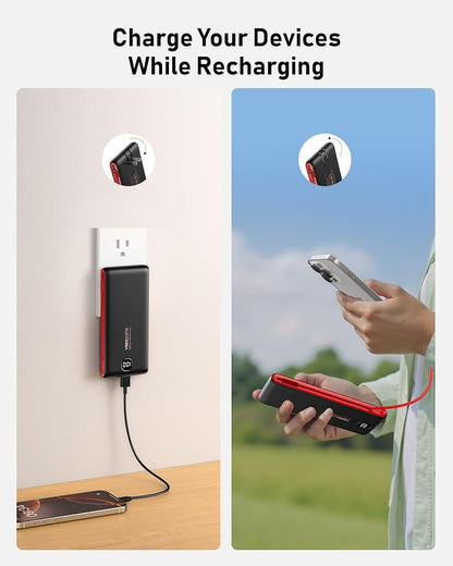 Portable Charger Power Bank Built in Cables and Wall Plug, 10000mAh iPhone Battery Pack Fast Charging, USB C External Slim Power Bank, Travel Essentials Compatible with iPhone 17 16 15 14 iPad