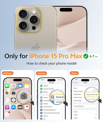 FNTCASE for iPhone 15 Pro Max Case: [Compatible with Magsafe] Translucent Matte Cases with [Full Camera Protection] [Screen Protector] Military Grade Shockproof Protective Phone Cover - Desert Gold