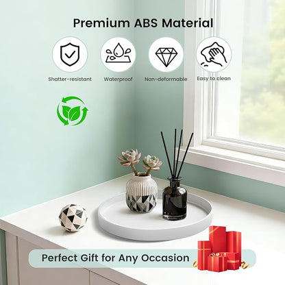 1 Pack 9" Bathroom and Vanity Tray, ABS Bathroom Counter Organizer, Coffee Table Decor for Perfume, Candles, Keys &More. Kitchen Countertop Organizer, Decorative Tray Soap Holder, White