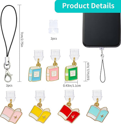 7-10Pcs Dust Plug Charm Type C with Alloy Pendants Cute Cell Phone Charms for Most Type C Phone,Readers Device
