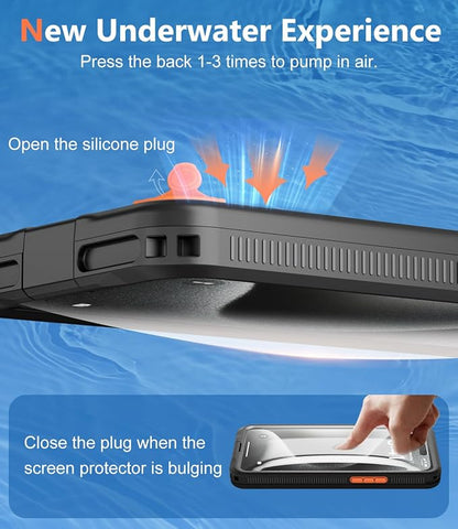 Underwater Phone Case for Snorkeling, [IP68 Waterproof] [Sensitive Inflated Touchscreen] [Precise Buttons], Only for 6.7" iPhone 15/14/13/12 Pro Max, iPhone 16/15/14 Plus, Black