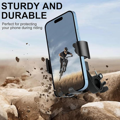 Kairiyard Motorcycle Phone Mount, 1s Auto Lock Bike Phone Holder, Bicycle Handlebar Cell Phone Mount 360 Degree Rotatable for Mountain Bike ATV Electric Scooter