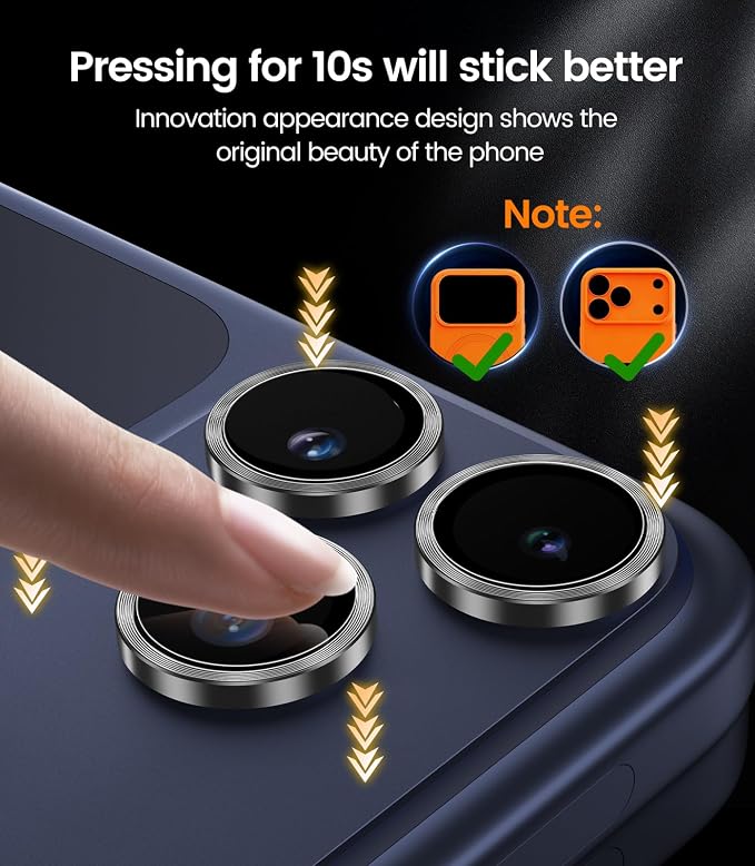 iGluz 2 Pack Anti-Reflection Camera Lens Protector for iPhone 17 Pro Max/iPhone 17 Pro [98% Transmittance][1-Step Installation][Strong Adsorption] 9H Shatterproof Tempered Glass-Black Titanium