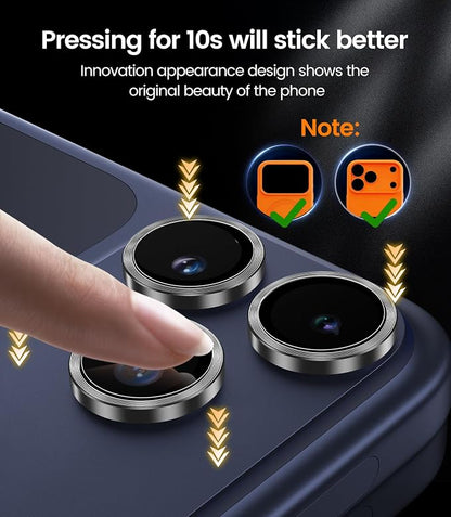 iGluz 2 Pack Anti-Reflection Camera Lens Protector for iPhone 17 Pro Max/iPhone 17 Pro [98% Transmittance][1-Step Installation][Strong Adsorption] 9H Shatterproof Tempered Glass-Black Titanium