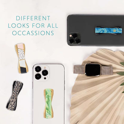 LOVEHANDLE Universal Phone Grip for Smartphones & Mini Tablets - Phone Holder for Hand - Wireless Charging Compatible - Made in The USA - Pastel Leopard