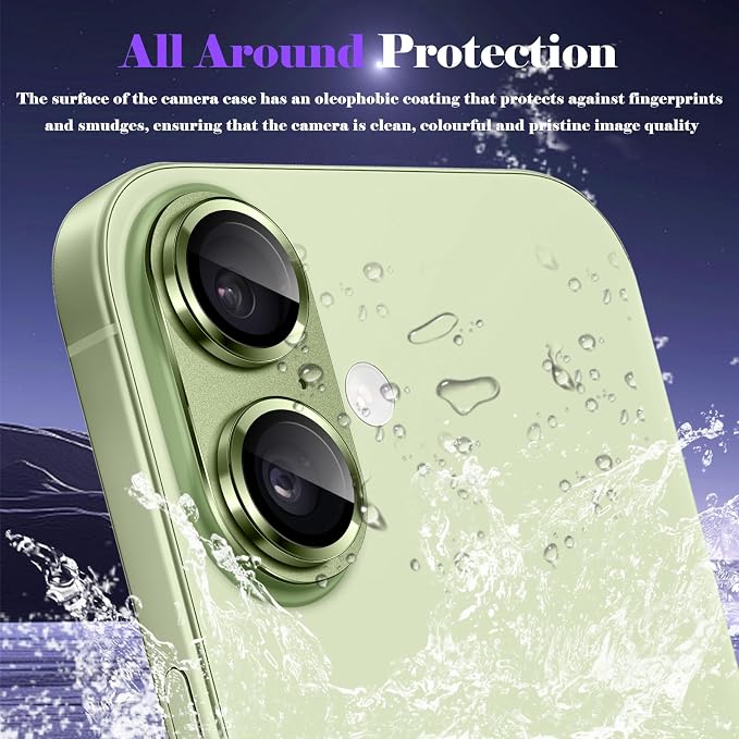 Camera Lens Protector for iPhone 17 Camera Lens Protector [Strong Adsorption] [Not Easy to Break] Metal Tempered Glass Rear Camera Screen Cover - Green