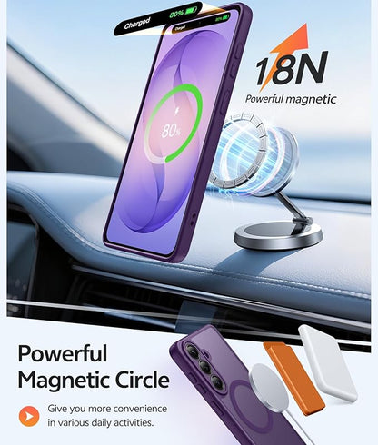FNTCASE for Samsung Galaxy S26 Case: [Fit for Magsafe] [Full Camera Protection & Screen Protector] Translucent Matte Military Grade - Shockproof Protective Phone Cover for Samsung S 26 - Deep Purple