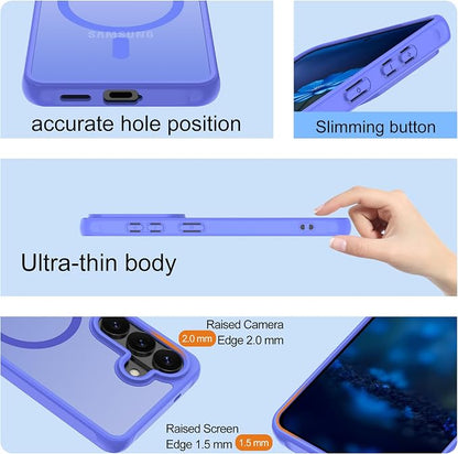 Compatible for Samsung Galaxy S26 Plus Phone Case: S26 Plus Case with 2PC HD Screen Protector, Wireless Charging Matte Translucent Soft-Touch & Full Body Shockproof para Case Galaxy S26 Plus,Sky Blue