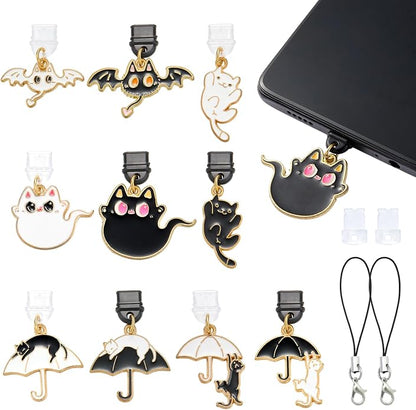 7-10Pcs Dust Plug Charm Type C with Alloy Pendants Cute Cell Phone Charms for Most Type C Phone,Readers Device