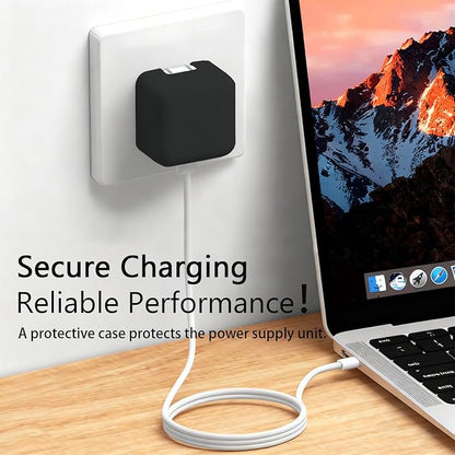 40W Soft Silicone Charger Sleeve Case Protective Cover for Apple 40W Power Adapter & 60W Max Charger, with iPhone 17/16/15, MacBook Air 13/13.6/15, Apple Watch Accessories. Black