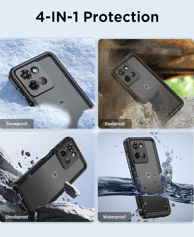 Beasyjoy for Moto G 5G 2025 Case Waterproof, IP68 Underwater with Built-in Screen Protector, Full Body Military Grade Shockproof Dustproof Protective Rugged Cover for Motorola G 5G 2025, Black