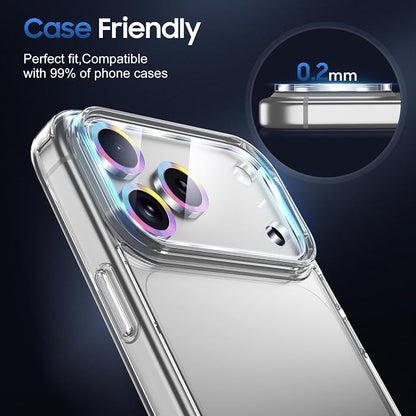 UniqueMe 3 Pack Compatible for iPhone 17 Pro Max Camera Lens Protector - [Drop Protection] [Case Friendly] 9H Tempered Glass Camera Cover Screen [Update New Version] - Colorful