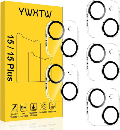 YWXTW [5 Pack Designed for iPhone 15 Camera Lens Protector, for iPhone 15 Plus Camera Lens Protector, Night Shooting Mode, Anti Scratch HD Clear 9H Hardness Tempered Glass