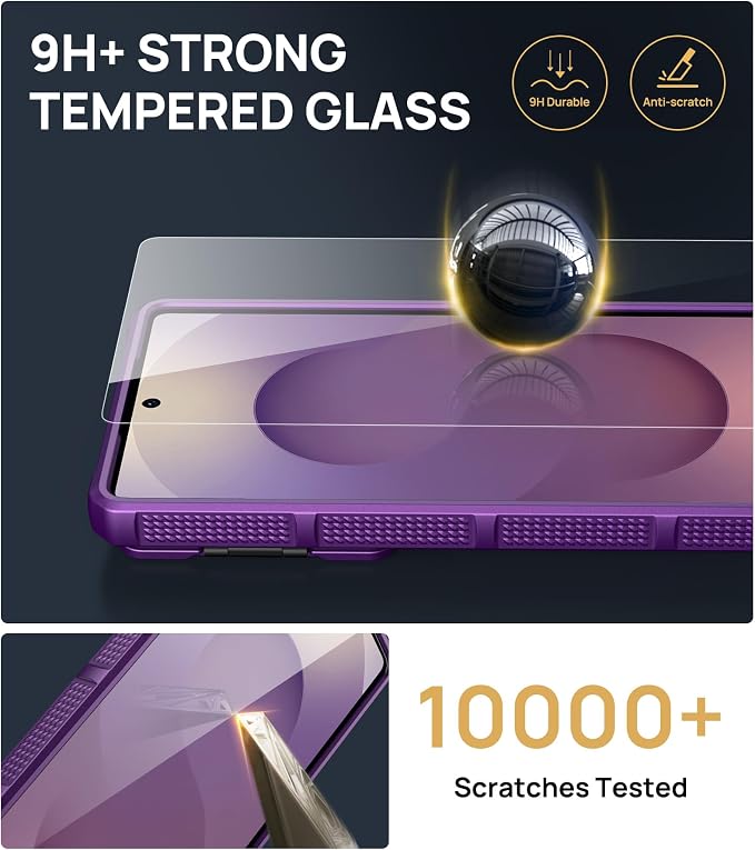SSLOTSCASE for Samsung Galaxy S25 Ultra Case with 2X Screen Protector, Card Holder & Lens Cover & Hidden Kickstand, Silicone Edge Durable Protective Wallet Cover for Galaxy S25 Ultra, Dark Purple