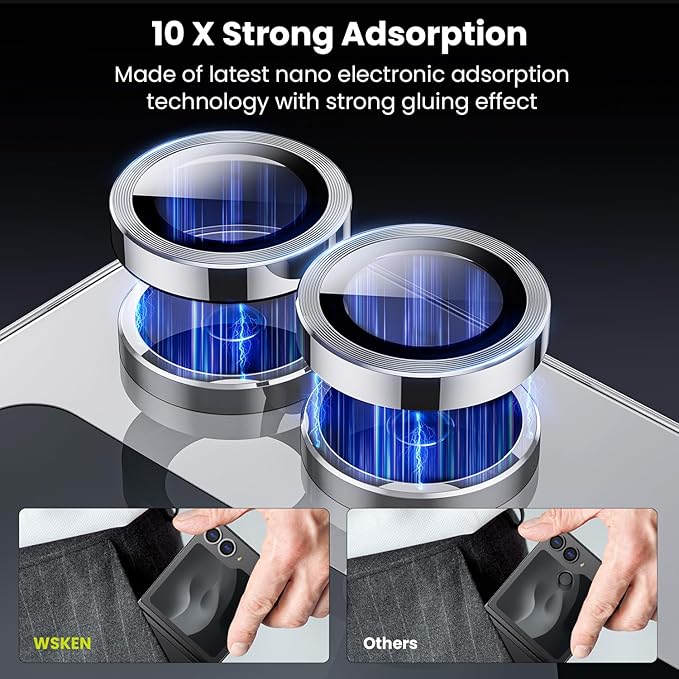 WSKEN for Z Flip 7 Camera Lens Protector Case Cover - Ultra HD Anti-Reflective Tempered Metal Glass Anti Scratch Rear Camera Screen Protector Film for Samsung Galaxy Z Flip 7 5G Accessories,Silver