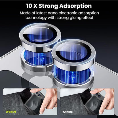 WSKEN for Z Flip 7 Camera Lens Protector Case Cover - Ultra HD Anti-Reflective Tempered Metal Glass Anti Scratch Rear Camera Screen Protector Film for Samsung Galaxy Z Flip 7 5G Accessories,Silver