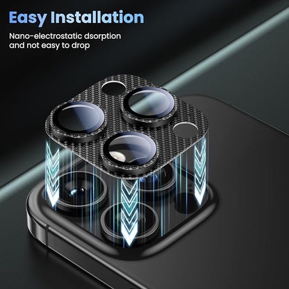 Uyiton for iPhone-16-Pro-Max/16-Pro/iPhone-14-Pro-Max/14-Pro Camera Lens-Protector: [Kevlar Weave Design][Strong Adsorption][Ultra-Thin] Metal Tempered Glass Rear Camera Screen Cover - Kevlar Black