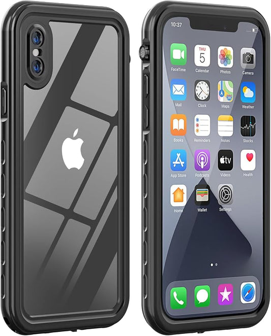 for iPhone X/Xs Waterproof case Life Snowproof Dirtproof Shockproof Cover for iPhone X/Xs 5.8‘’ (Black)