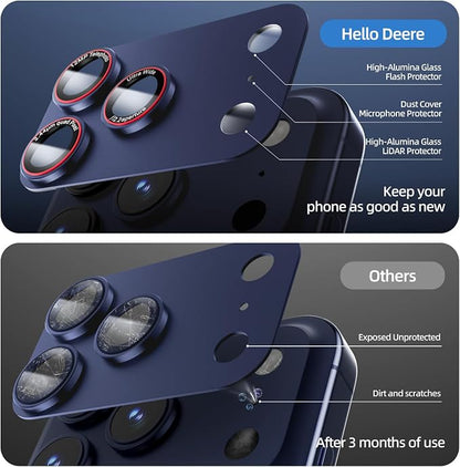9H High-alumina Tempered Glass Camera Lens Protector for iPhone 17 Pro Max Lens , Military-Grade Shatterproof with Strong Adsorption, Full Coverage Case-Friendly Cover (Blue, iPhone 17 Pro Max - 2 Pack)