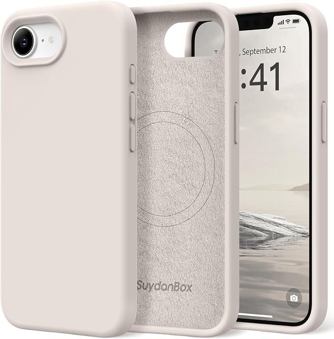 Magnetic for iPhone 17e/iPhone 16e Case, Compatible with MagSafe, [Soft Anti-Scratch Microfiber Lining] Slim Silicone Shockproof Protective Phone Case for iPhone 17e/16e 6.1", Stone