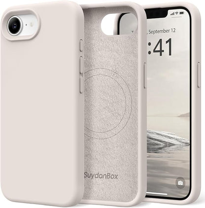 Magnetic for iPhone 17e/iPhone 16e Case, Compatible with MagSafe, [Soft Anti-Scratch Microfiber Lining] Slim Silicone Shockproof Protective Phone Case for iPhone 17e/16e 6.1", Stone