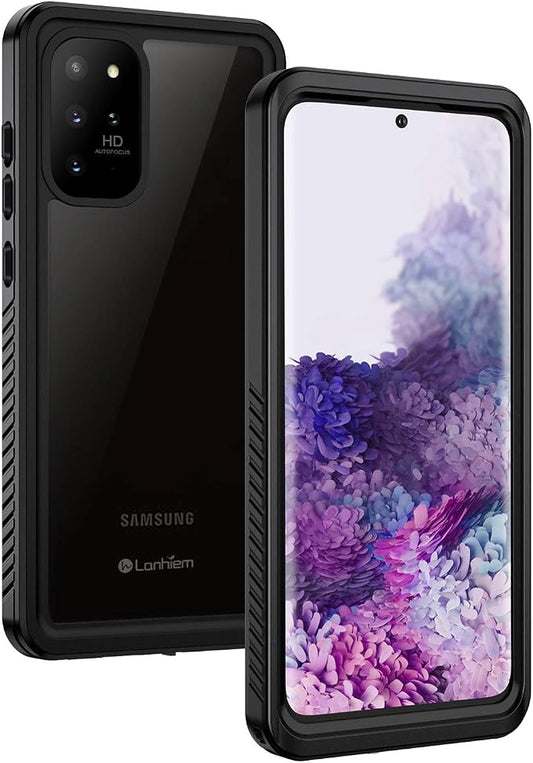 Lanhiem for Samsung Galaxy S20+ Plus Case, IP68 Waterproof Dustproof Shockproof Case with Built-in Screen Protector, Heavy Duty Full Body Protective Cover for Galaxy S20 Plus 5G, Black/Clear