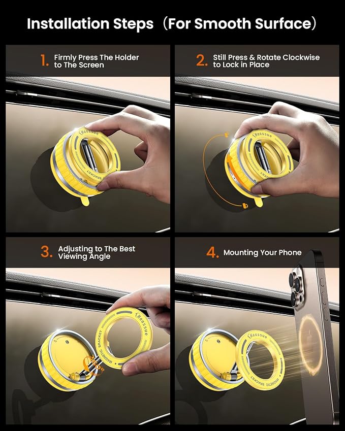 2026 Upgraded Vacuum Suction Cup Phone Mount [24 N55 Stronger Magnets], Vacuum Magnetic Phone Holder Stand [109+LBS Strongest Suction], 360° Adjustable for Your Car/Gym/Mirror