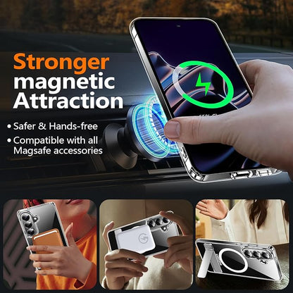 MOZOTER for Samsung Galaxy S26 Plus Case with Kickstand,[Compatible with Magsafe][2*Screen Protector],Military-Grade Protection,Magnetic Phone Case for Samsung Galaxy S26 Plus-Clear