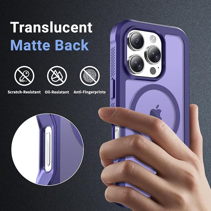 jaroco Magnetic for iPhone 16 Pro Case, [Compatible with MagSafe][Military Grade Drop Protection][Heavy Duty Protection][Non-Slip][Shockproof] 2-Layer Durable Bumper Phone Case 6.3''-Dark Purple