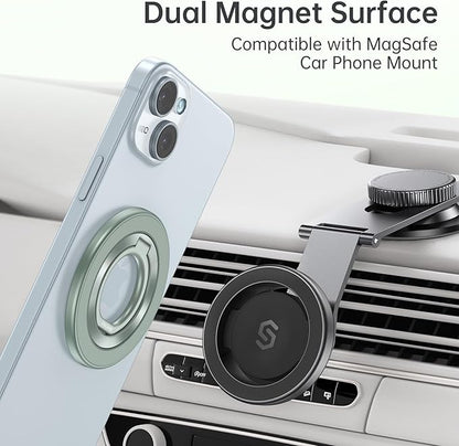 SYNCWIRE Magnetic Phone Ring Holder for MagSafe, 360° Rotation Cell Phone Grip Stand Finger Ring Kickstand Two-Sided Magnet Compatible with iPhone 17 Pro Max 16 15 14 13 12 MagSafe Accessories