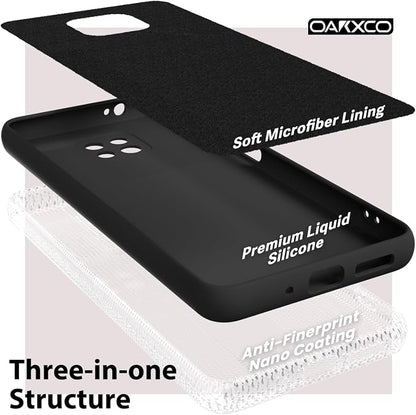 oakxco for Motorola Moto G Power 2021 Phone Case Liquid Silicone, Thin Slim Soft Rubber Gel TPU Plain Simple Cover for Women Girl Cute, Matte Solid Color, Black