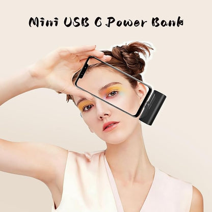 Small Portable USB C Power Bank for iPhone 15/16/17 series, 4800mah Little Portable Charger for Samsung Galaxy Note Series, Lightweight Handy USB Type C Backup External Battery Pack for Android-Black