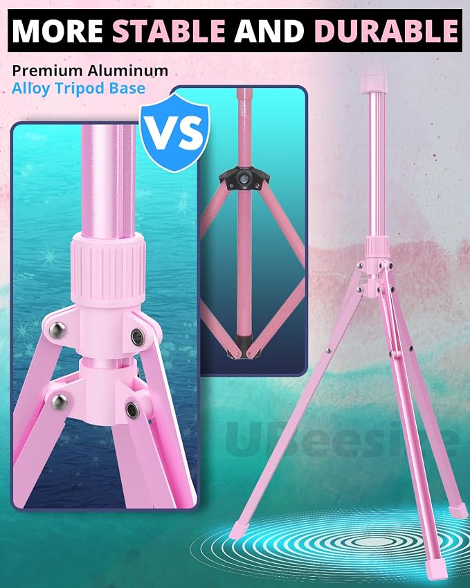 UBeesize 12'' LED Ring Light with 62'' Tripod Stand and Magnetic Phone Holder, Selfie Ring Light for Video Recording, Live Streaming, Compatible with iPhone & Android (Pink)