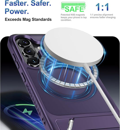 RMOCR for Samsung Galaxy S26 Case with Screen Protector+Lanyard Wrist Strap,Magnetic Translucent Matte Rugged Slim Phone Cover Built in Invisible Kickstand [Fit for MagSafe],2026 Purple