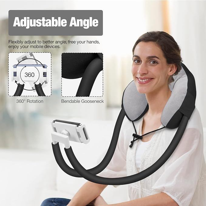 MoKo Neck Phone Holder, Lazy Gooseneck Phone Pillow Holder Bracket, 360° Rotate Phone Tablet Stand for 4"-11" Device, fits iPhone 17/17 Air/17 Pro/17 Pro Max, iPhone 16/Pro/Pro Max/Plus, iPhone 15/Pro
