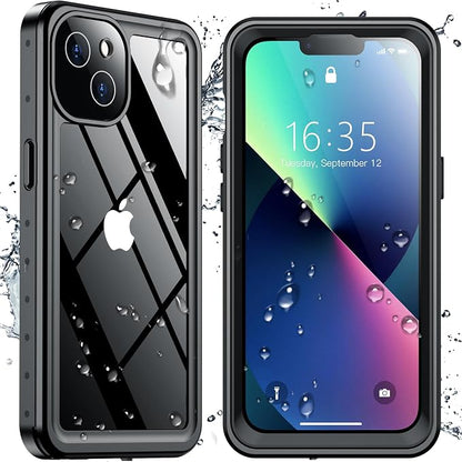 SPIDERCASE for iPhone 13 Case Waterproof, Built-in Lens & Screen Protector, Full Heavy Duty Protection, 12FT Military Shockproof, Dustproof, Anti-Scratched Phone Case,Black