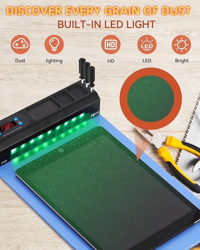 Heating Pad with Built-in Led Light, Fast Heat Plate LCD Screen Separator Machine for Phone Ipad Repair 14.2” Heat Mat Screen Removal Tool with Accessory Storage (110V/220V)