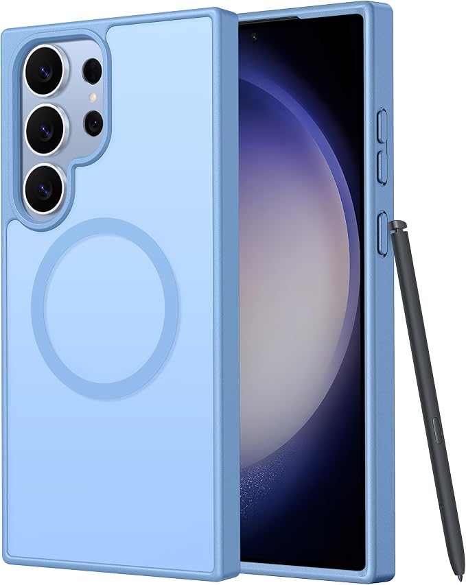 FNTCASE for Samsung Galaxy S23 Ultra Case, Compatible with Magsafe | Translucent Matte Magnetic Back, 14FT Military Grade Drop Protection, Shockproof Protective Phone Cover