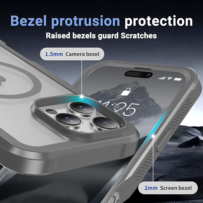 jaroco Magnetic for iPhone 16 Pro Case, [Compatible with MagSafe][Military Grade Drop Protection][Heavy Duty Protection][Non-Slip][Shockproof] 2-Layer Durable Bumper Phone Case 6.3''-Gray