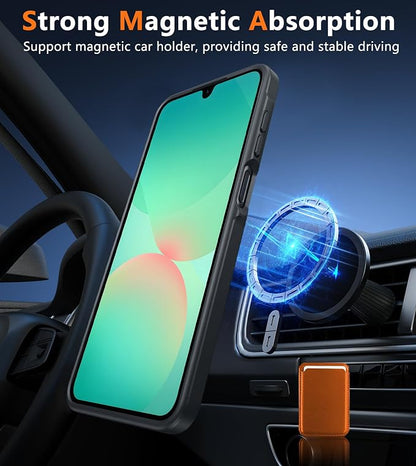 FNTCASE for Galaxy A26 5G Phone Case: Magnetic Matte Translucent Military Grade Drop Protection Cell Phone Cover - Slim Rugged Durable Shockproof Protective for Samsung A26 Cases - Black