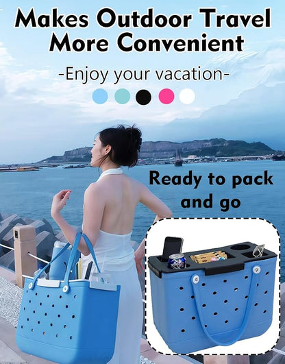 Top Cup Phone Holder Tray Storage Lid for Stanley Compatible with Bogg Bag XL Cover, Cup Organizer Holder Waterproof Silicone Multifunctional Storage Box for Outdoor Beath Camping Travel (Black, XL)