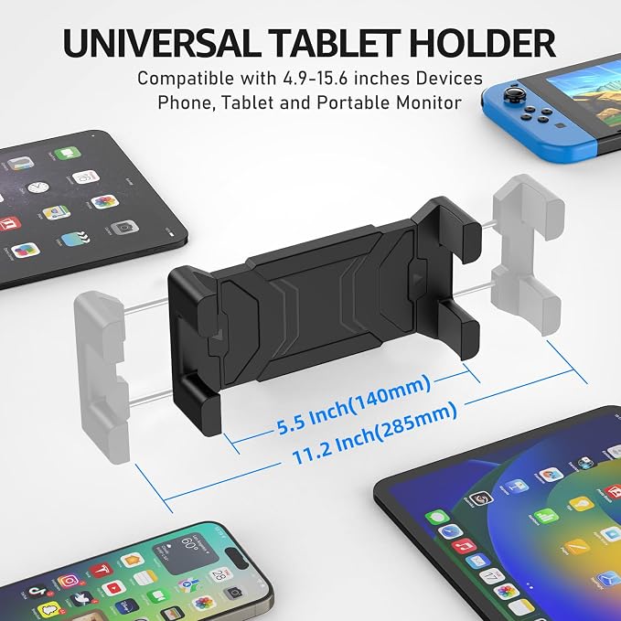 Urmust Tablet Wall Mount Holder for iPad, 360 Rotation Adjustable Stand with Aluminum Extendable Arm, Compatible with iPad mini/Air/Pro/Galaxy Tab/Kindle, All 4.7-15.6" Phones & Tablets