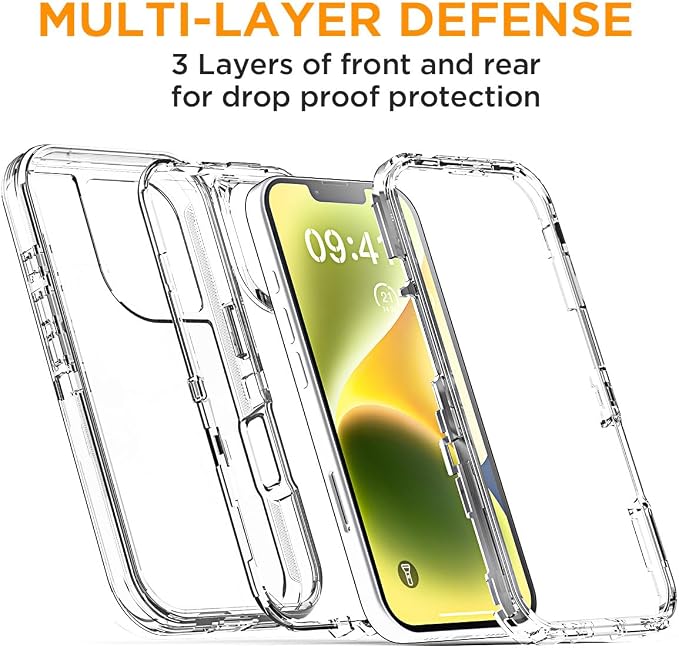 AICase for iPhone 16e/iPhone 13/iPhone 14 Case Clear 3 in 1 Heavy Duty Drop Protection Full Body Rugged Shockproof/Dust Proof 3-Layer Military Protective Tough Durable Cover for iPhone 16e/13/14 6.1"