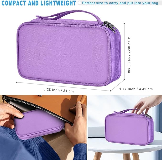 ZINMARK Portable Cable Organizer Case,Travel Pouch with Double-Layer Storage for Cables,Chargers,Earbuds & Phone,Purple